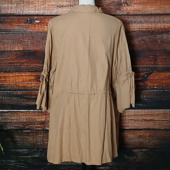 NWT Karen Kane Cargo Jacket 1X Island Rhythm Full Zip Tan Sand Cotton Tencel